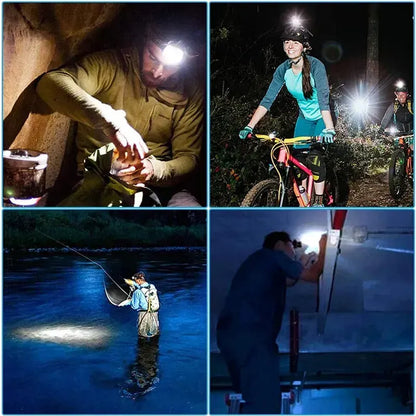 USB Rechargeable Black T6 LED Headlamp with Motion Sensor for Outdoor Camping and Fishing - Image 6