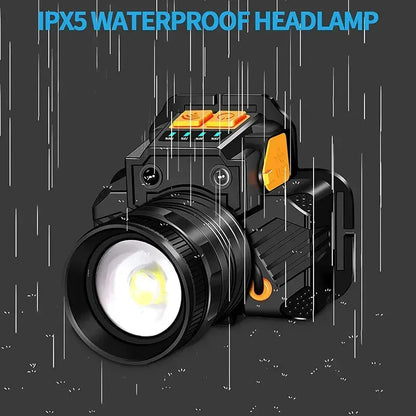 USB Rechargeable Black T6 LED Headlamp with Motion Sensor for Outdoor Camping and Fishing - Image 7