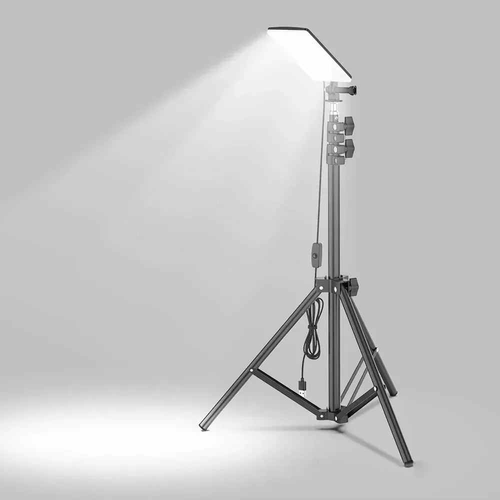 1.8m Telescopic Black Tripod LED Work Light for Camping and Outdoor Use - Image 2
