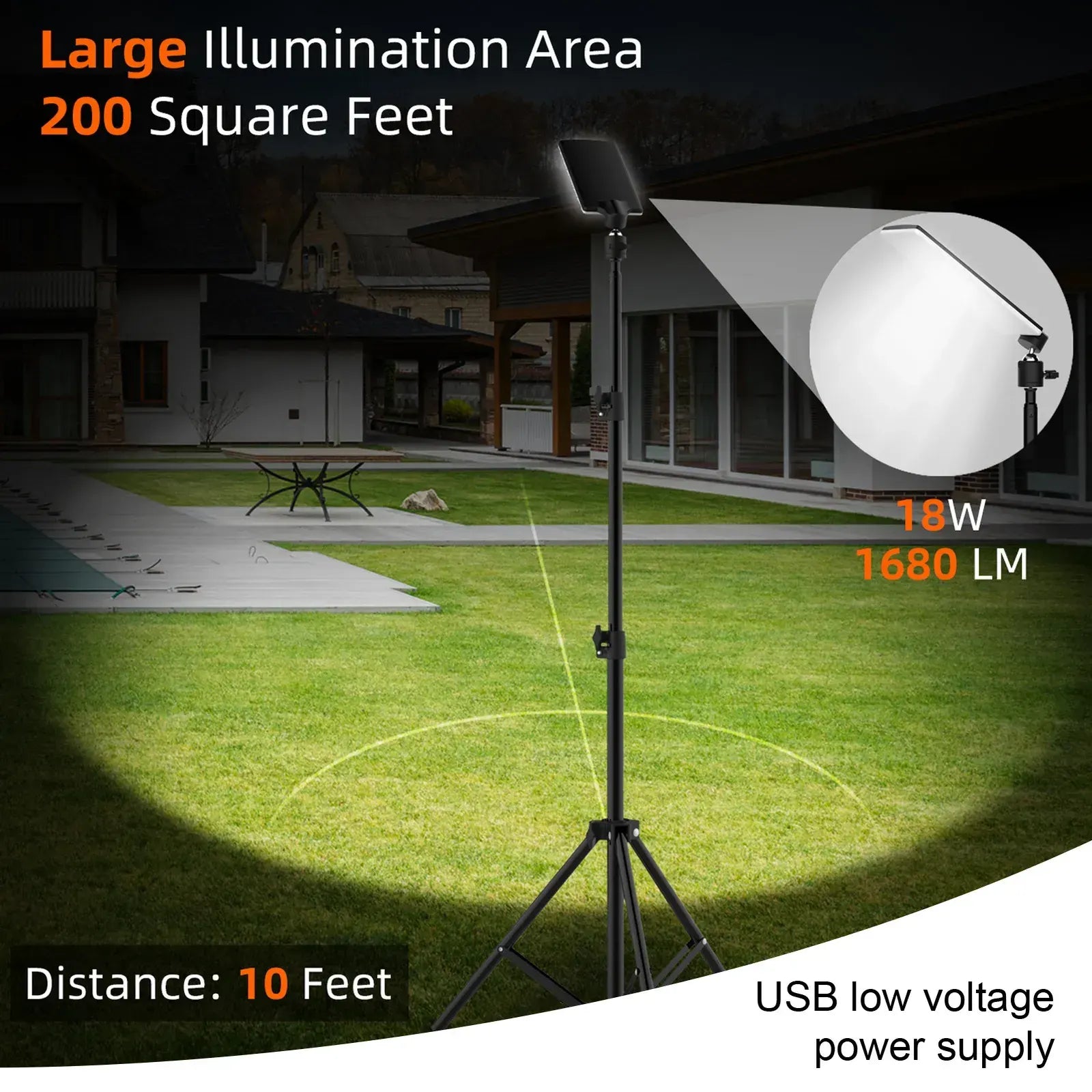 1.8m Telescopic Black Tripod LED Work Light for Camping and Outdoor Use - Image 8