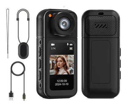 2.7K HD Mini Action Camera, Portable Thumb Camera with 180° Rotating Lens, Black