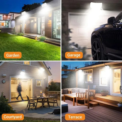 238LED Solar Powered Motion Sensor Outdoor Flood Light in Black - Image 2
