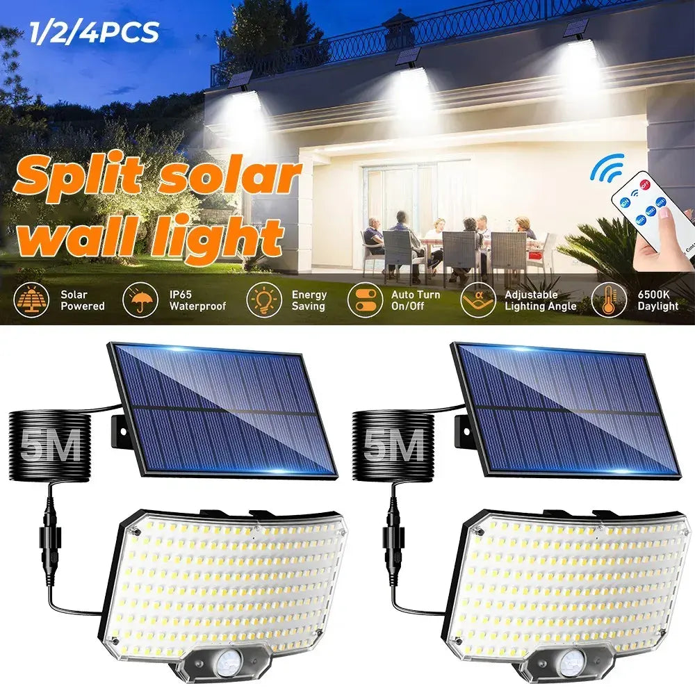 238LED Solar Powered Motion Sensor Outdoor Flood Light in Black - Image 3