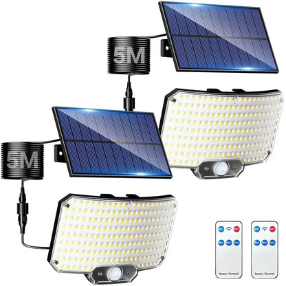 238LED Solar Powered Motion Sensor Outdoor Flood Light in Black - Image 6