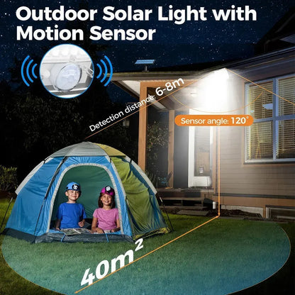 238LED Solar Powered Motion Sensor Flood Light in Black for Outdoor Security - Image 4