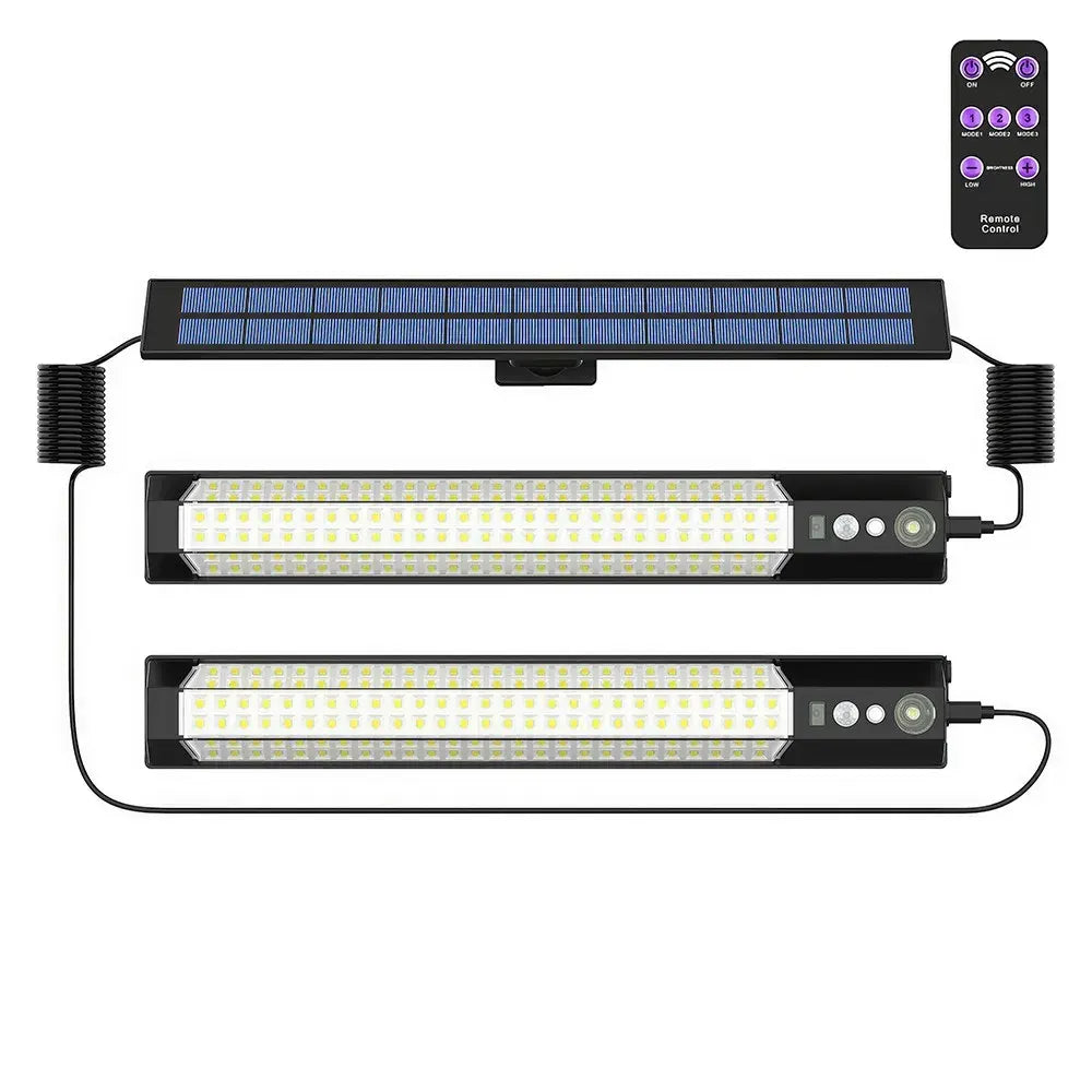 Solar Powered LED Motion Sensor Wall Light, Black, 2000LM, IP65, 3 Modes - Image 3