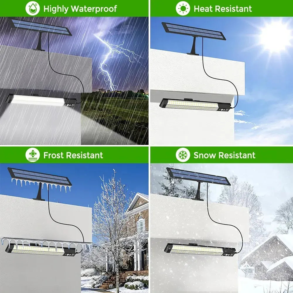 Solar Powered LED Motion Sensor Wall Light, Black, 2000LM, IP65, 3 Modes - Image 4