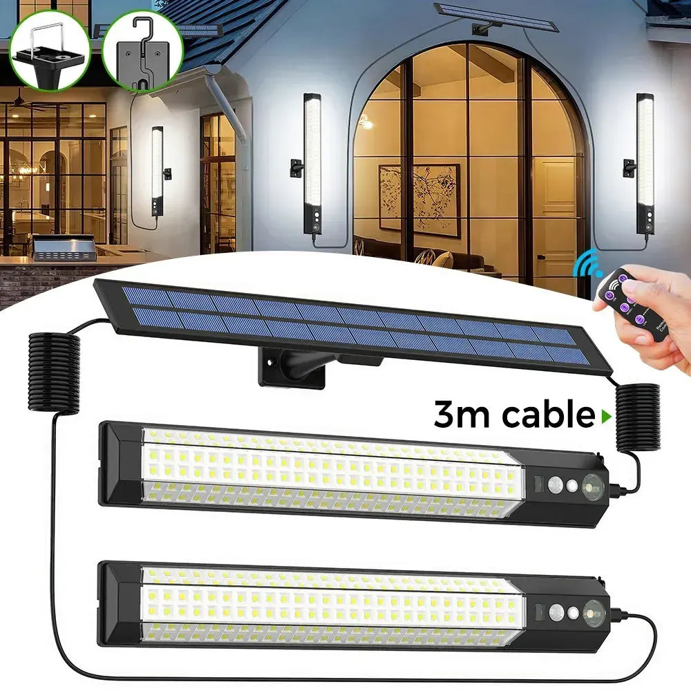 Solar Powered LED Motion Sensor Wall Light, Black, 2000LM, IP65, 3 Modes - Image 8