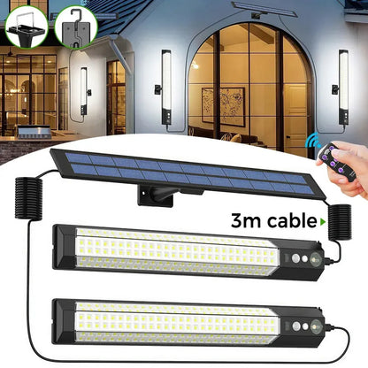 Solar Powered LED Motion Sensor Wall Light, Black, 2000LM, IP65, 3 Modes - Image 8