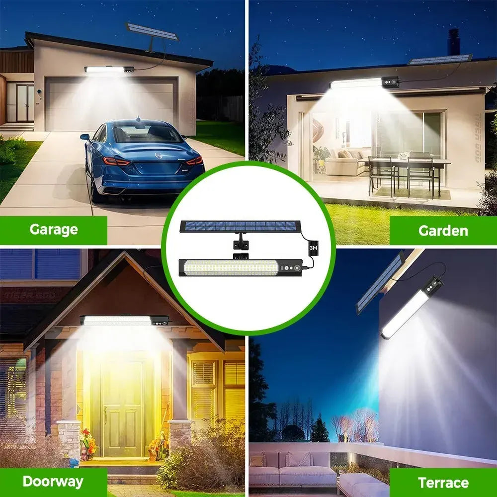Solar Powered LED Motion Sensor Wall Light, Black, 2000LM, IP65, 3 Modes - Image 9