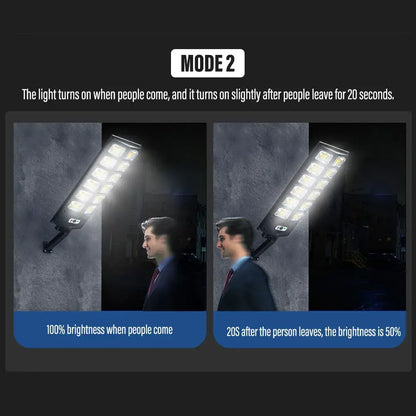 80000LM 3500W Black Solar Street LED Light with Radar Sensor and Remote Control for Outdoor Use - 3500W/720LED - Image 6