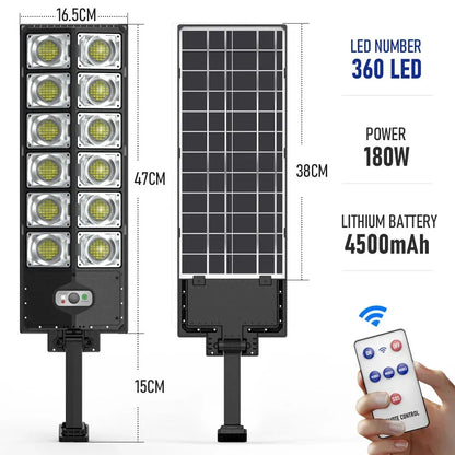 80000LM 3500W Black Solar Street LED Light with Radar Sensor and Remote Control for Outdoor Use - 3500W/720LED - Image 8