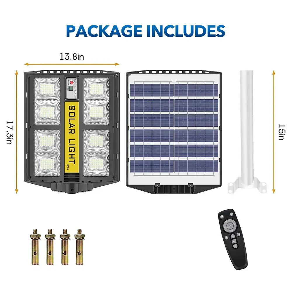 80000LM 3500W Black Solar Street LED Light with Radar Sensor and Remote Control for Outdoor Use - 3500W/720LED - Image 9