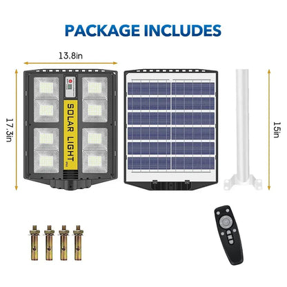 80000LM 3500W Black Solar Street LED Light with Radar Sensor and Remote Control for Outdoor Use - 3500W/720LED - Image 9