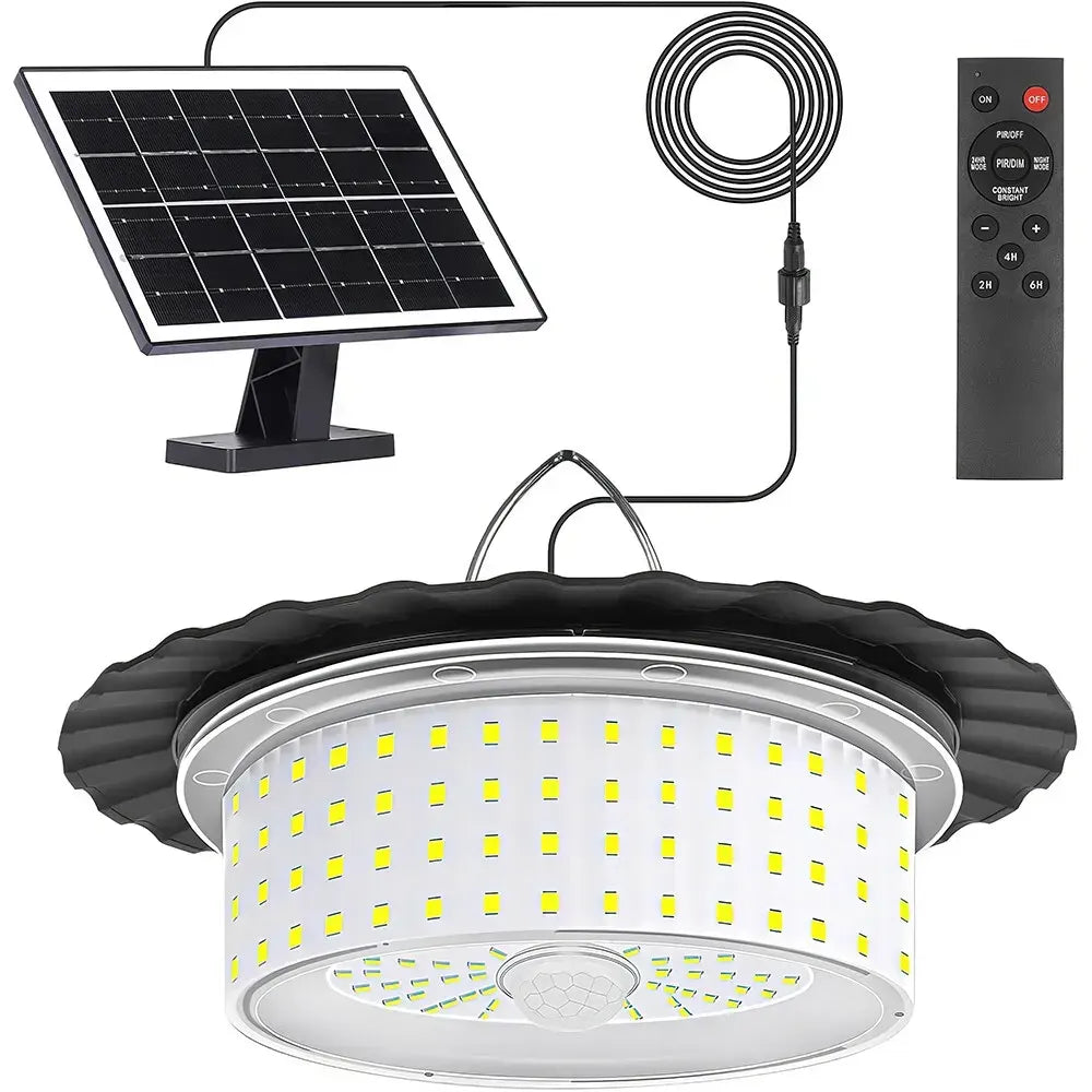 3000LM Black Solar Shed Light with 244 LEDs, Remote Control, 5 Modes, IP65 Waterproof
