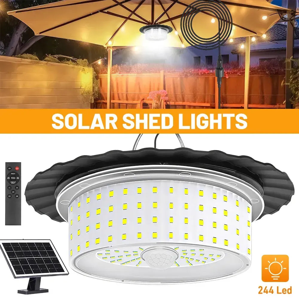 3000LM Black Solar Shed Light with 244 LEDs, Remote Control, 5 Modes, IP65 Waterproof - Image 3