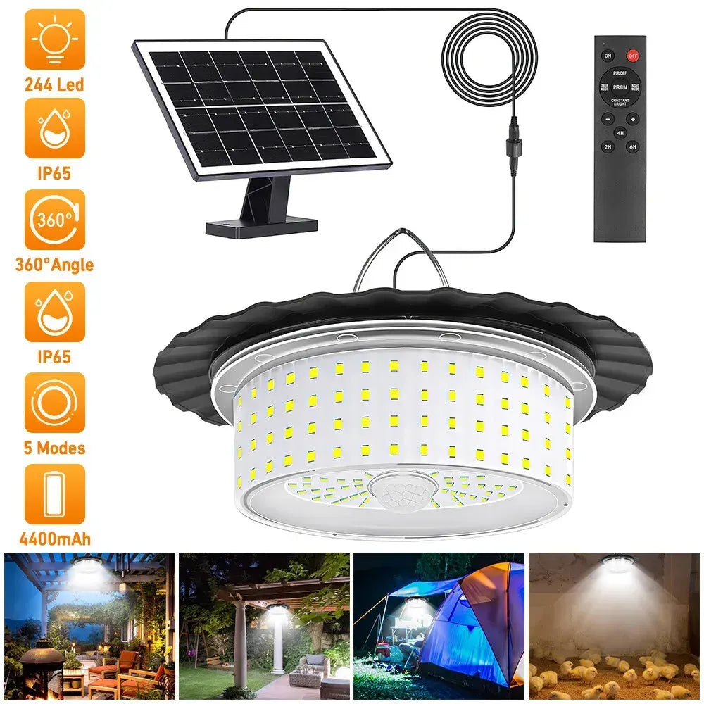 3000LM Black Solar Shed Light with 244 LEDs, Remote Control, 5 Modes, IP65 Waterproof - Image 5