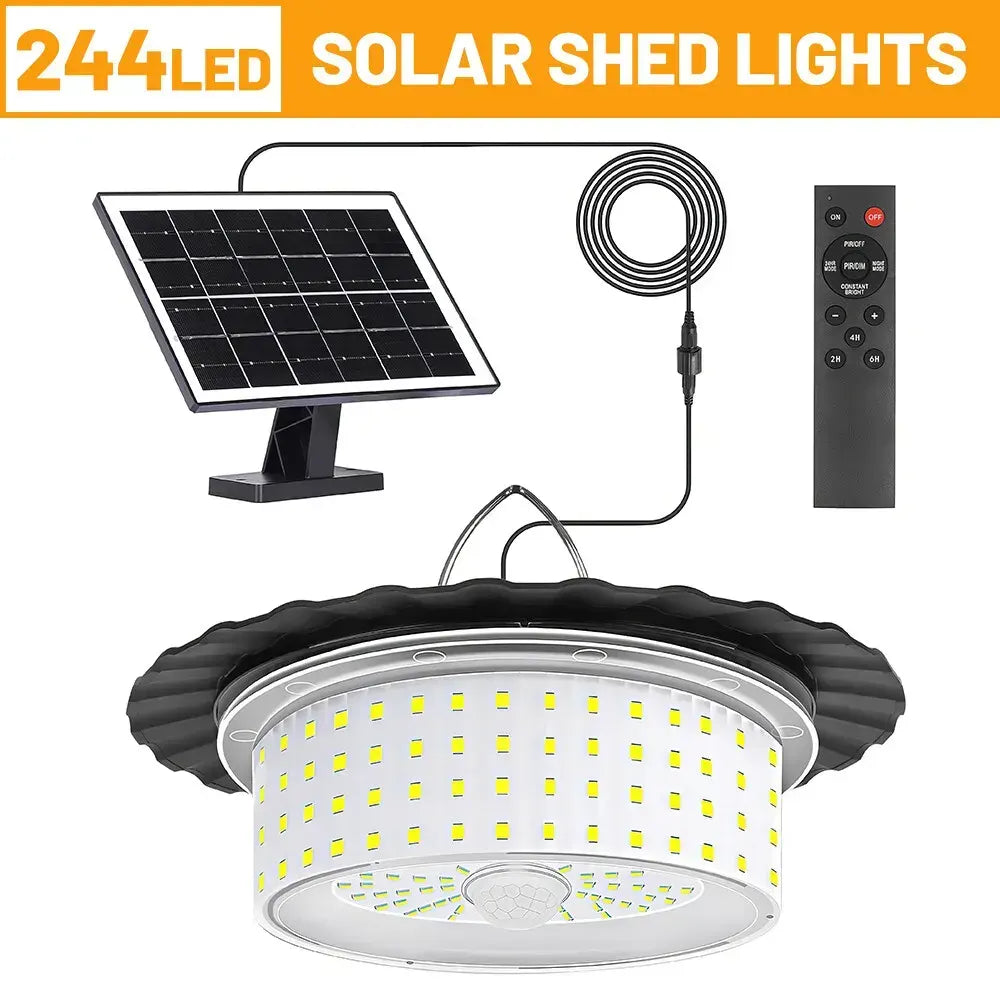 3000LM Black Solar Shed Light with 244 LEDs, Remote Control, 5 Modes, IP65 Waterproof - Image 6