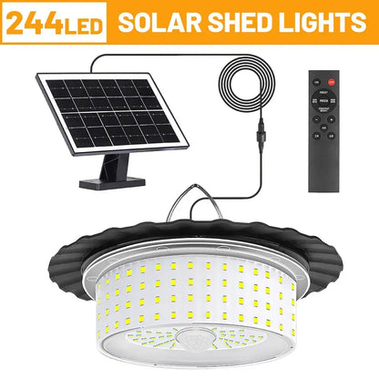 3000LM Black Solar Shed Light with 244 LEDs, Remote Control, 5 Modes, IP65 Waterproof - Image 6