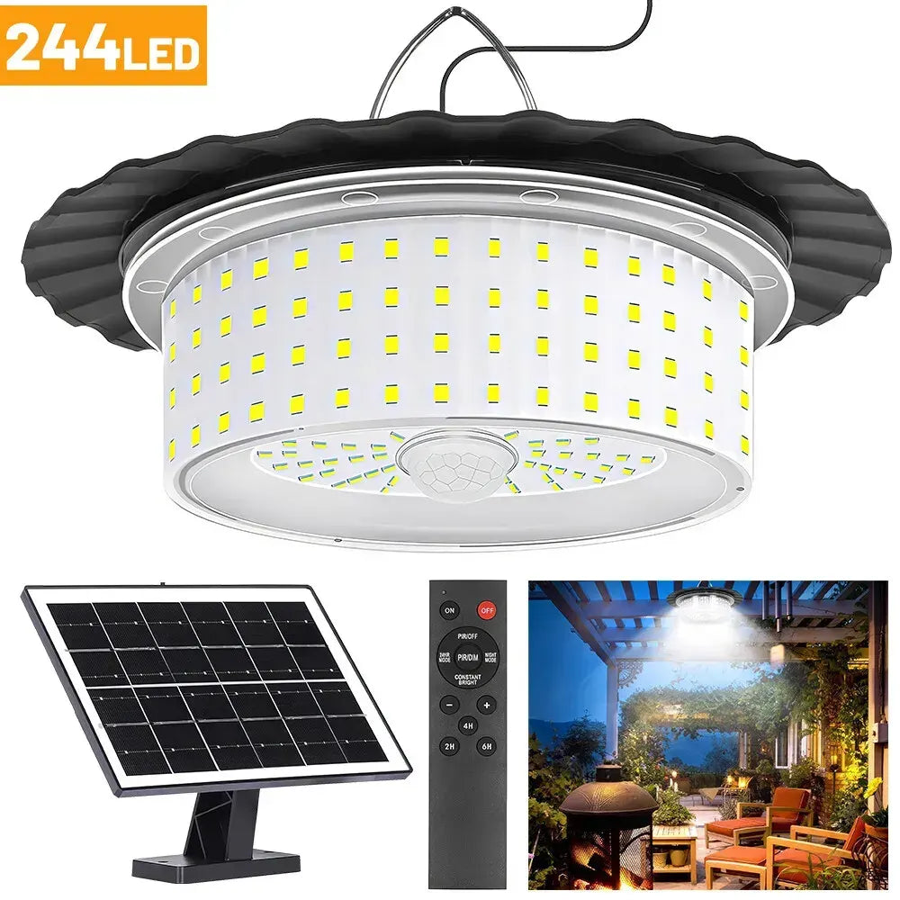 3000LM Black Solar Shed Light with 244 LEDs, Remote Control, 5 Modes, IP65 Waterproof - Image 8