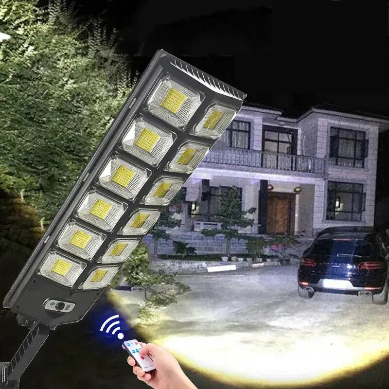 2-Pack 80000LM Black Solar Street Light with 504 LEDs and Remote Control - Image 2