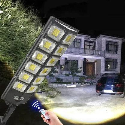 2-Pack 80000LM Black Solar Street Light with 504 LEDs and Remote Control - Image 2