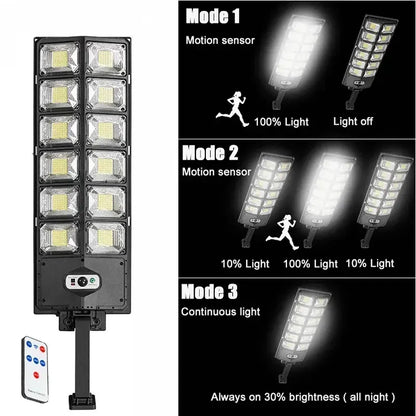 2-Pack 80000LM Black Solar Street Light with 504 LEDs and Remote Control - Image 5