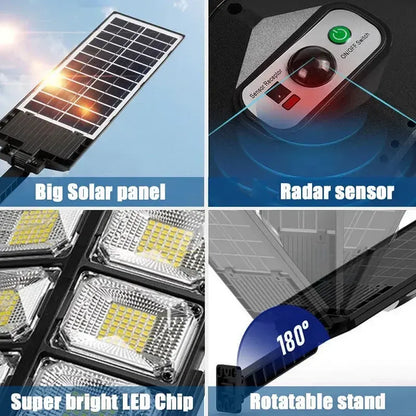 2-Pack 80000LM Black Solar Street Light with 504 LEDs and Remote Control - Image 9