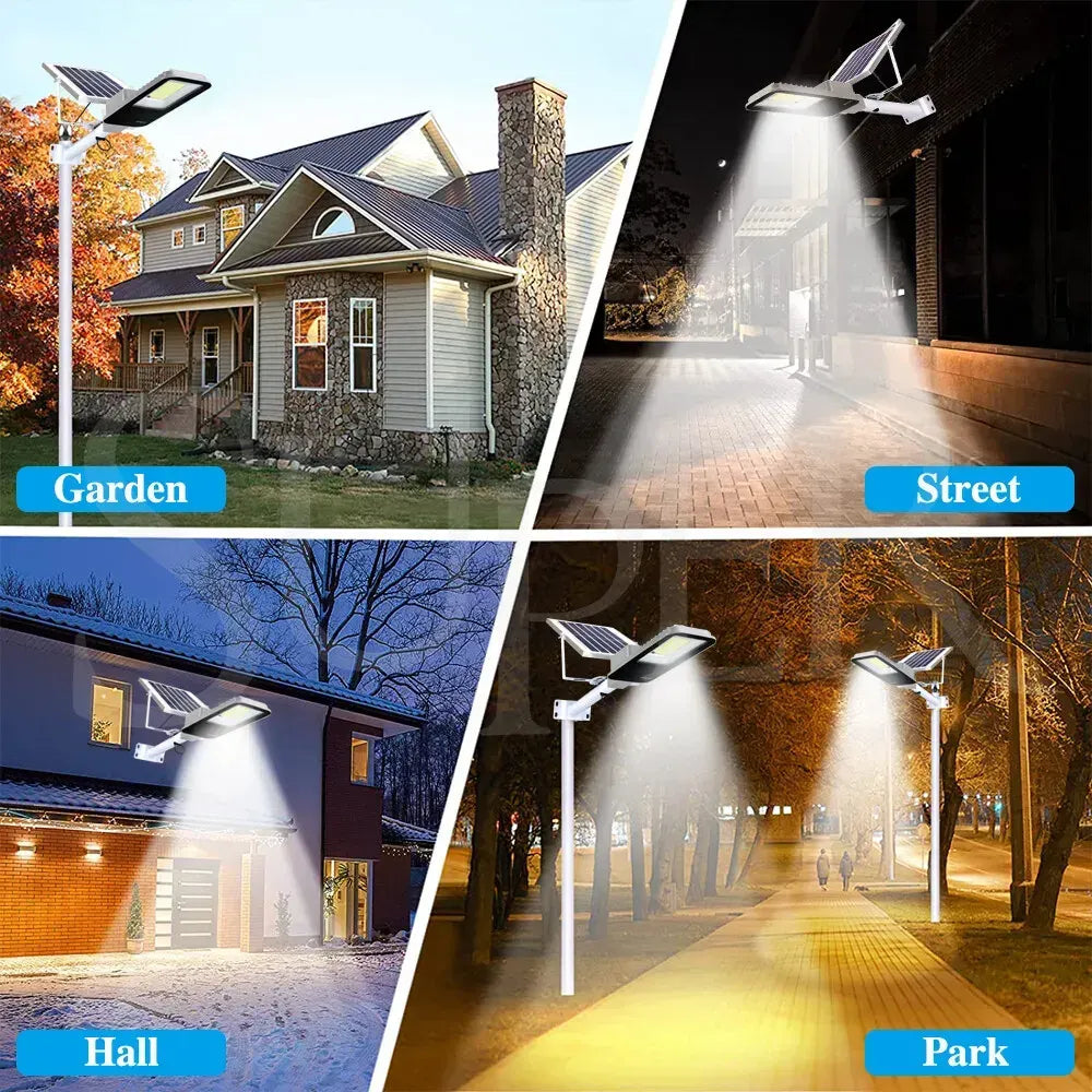 Solar LED Street Light Black Waterproof Outdoor Flood Lamp with Remote Control - Image 2