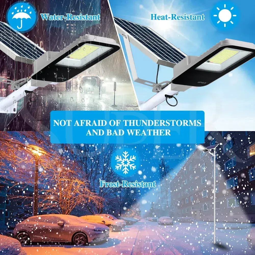 Solar LED Street Light Black Waterproof Outdoor Flood Lamp with Remote Control - Image 4
