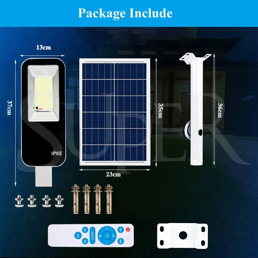 Solar LED Street Light Black Waterproof Outdoor Flood Lamp with Remote Control - Image 8