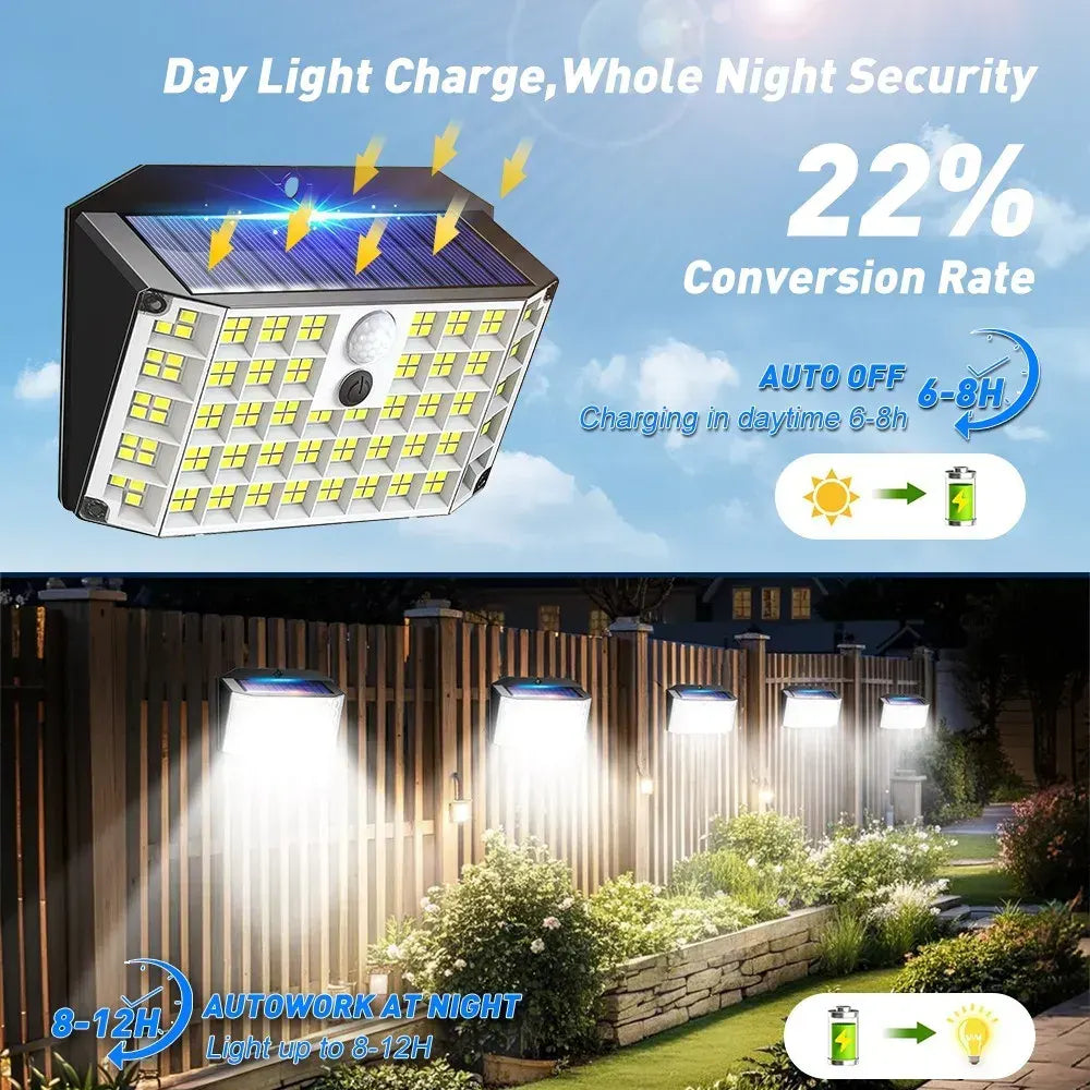 6 Pack Black Solar Motion Sensor Lights Outdoor Security Lamp 2000LM IP65 - Image 6
