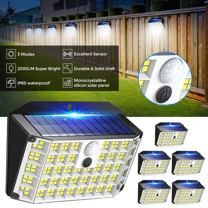 6 Pack Black Solar Motion Sensor Lights Outdoor Security Lamp 2000LM IP65 - Image 7
