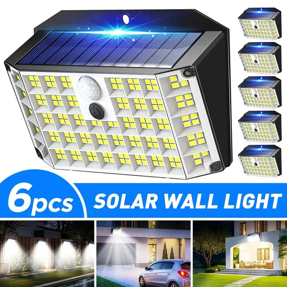 6 Pack Black Solar Motion Sensor Lights Outdoor Security Lamp 2000LM IP65 - Image 8