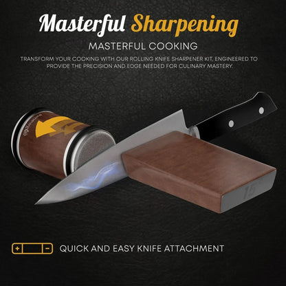 Premium Rolling Knife Sharpener in Black, Manual, Stainless Steel, 14x12x6cm - Image 8