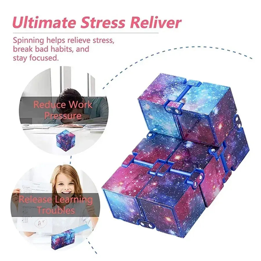 Infinity Cube Fidget Toy in Blue Starry Sky for Stress Relief and Sensory Play - Image 4
