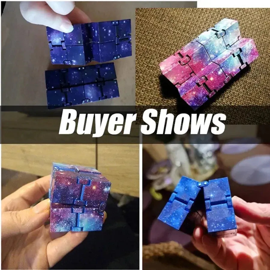 Infinity Cube Fidget Toy in Blue Starry Sky for Stress Relief and Sensory Play - Image 9