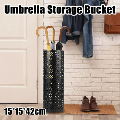 Multifunctional Black Metal Flower Storage Bucket Umbrella Holder Rack 1060x410mm - Image 3