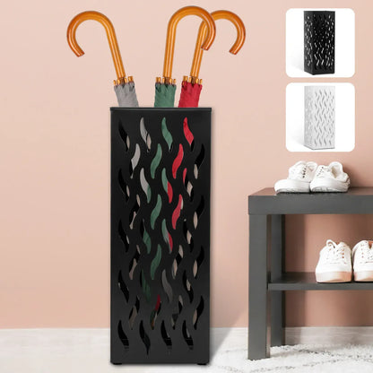 Rectangular Black Metal Umbrella Stand Holder - Space-Saving Design, 16.5x16.5x42cm - Image 2