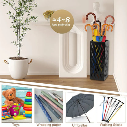 Rectangular Black Metal Umbrella Stand Holder - Space-Saving Design, 16.5x16.5x42cm - Image 3