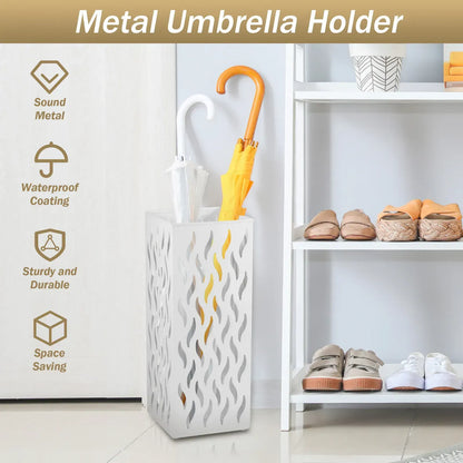 Rectangular Black Metal Umbrella Stand Holder - Space-Saving Design, 16.5x16.5x42cm - Image 5