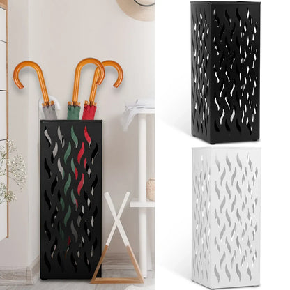 Rectangular Black Metal Umbrella Stand Holder - Space-Saving Design, 16.5x16.5x42cm - Image 7