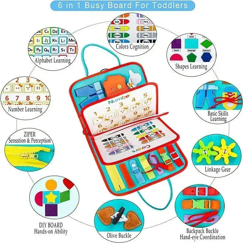 Multicolour Montessori Sensory Busy Board for Kids - Multi-Colour Learning Toy - Image 7