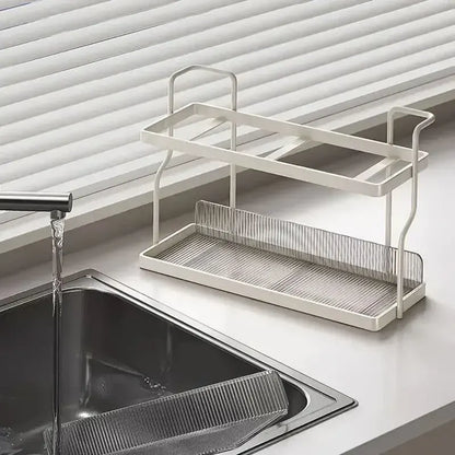 Two-Tier Kitchen Storage Rack Organizer in White with Removable Trays, 30.5x12.2x20.3cm - Image 2