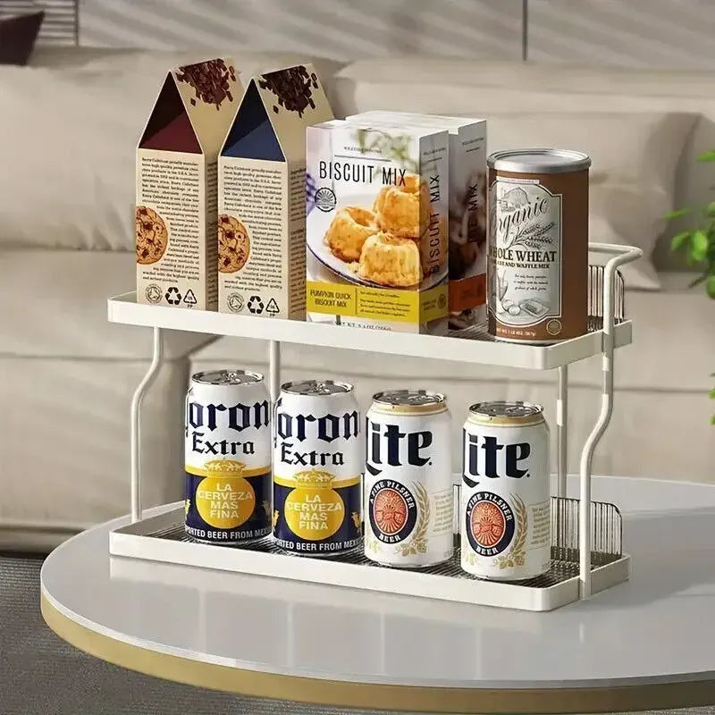 Two-Tier Kitchen Storage Rack Organizer in White with Removable Trays, 30.5x12.2x20.3cm - Image 3