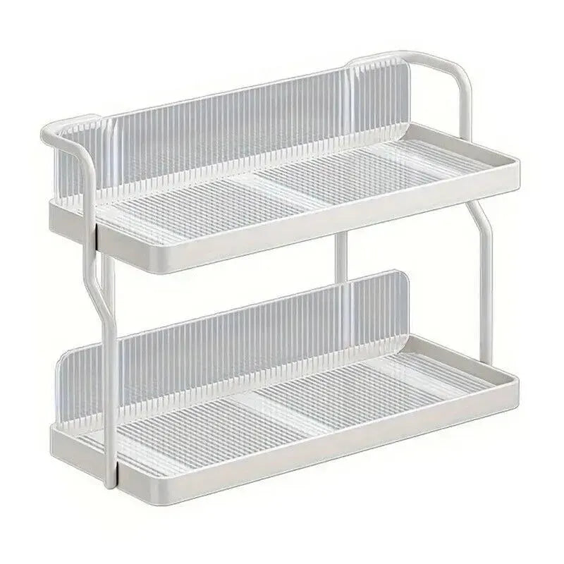 Two-Tier Kitchen Storage Rack Organizer in White with Removable Trays, 30.5x12.2x20.3cm - Image 5