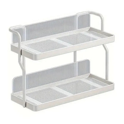 Two-Tier Kitchen Storage Rack Organizer in White with Removable Trays, 30.5x12.2x20.3cm - Image 5