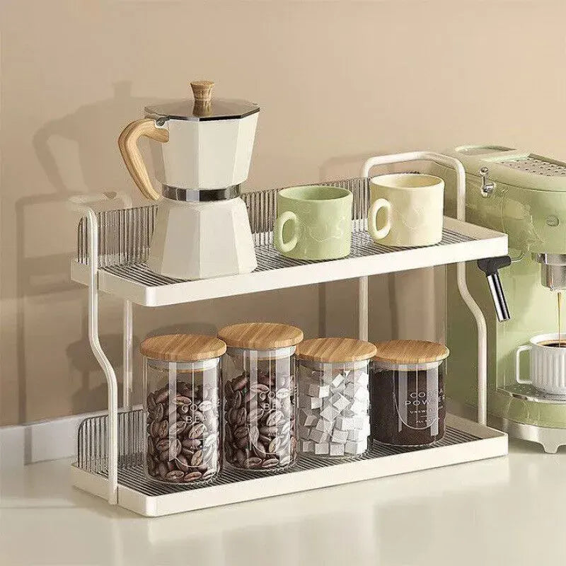 Two-Tier Kitchen Storage Rack Organizer in White with Removable Trays, 30.5x12.2x20.3cm - Image 9