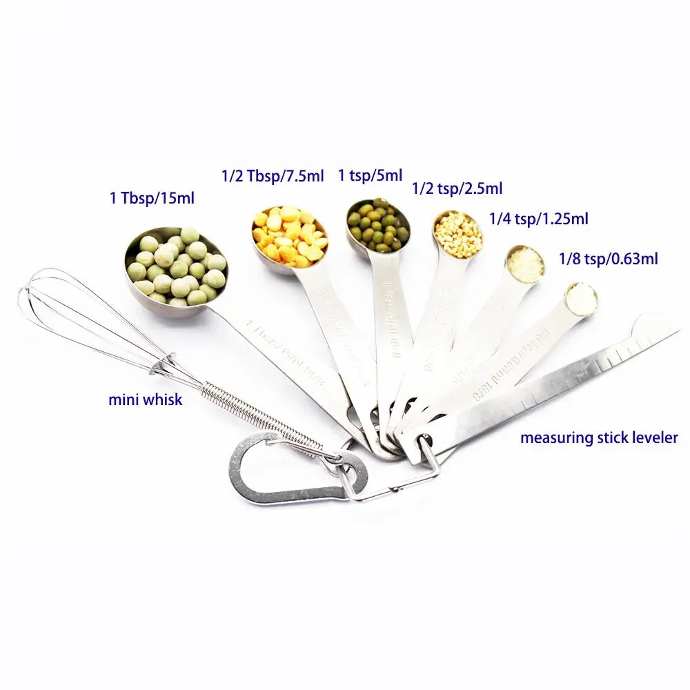 Stainless Steel Measuring Spoons Set, 6 Pieces, Silver for Accurate Cooking and Baking - Image 2