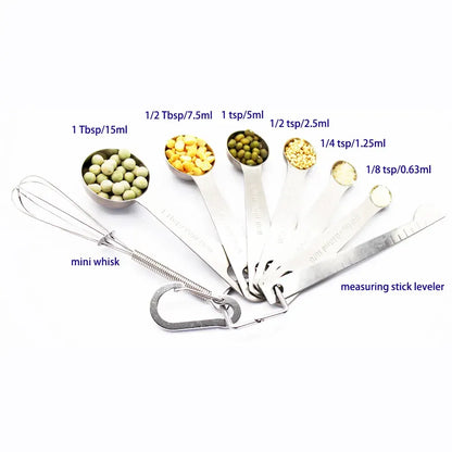 Stainless Steel Measuring Spoons Set, 6 Pieces, Silver for Accurate Cooking and Baking - Image 2